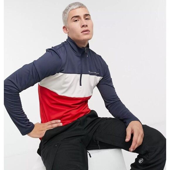 NWT Protest Men's Blues 1/4 Zip Fleece Top in Multi Cinema Size Large Light Cool - Picture 9 of 13